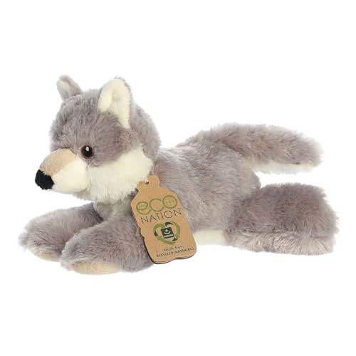 Aurora® Responsibly Made Eco Nation™ Eco Softies™ Wolf Stuffed Animal - Ideal for Playtime Adventures - Perfect for Birthdays or Just Because - Gray 9 Inches