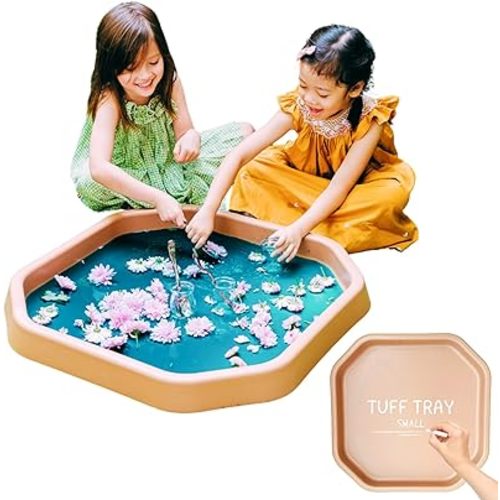 Brown Tuff Tray for Sensory Play (Small 27.5") – Neutral Playroom Activity Tray, Sensory Bin for Creativity, Sand and Water Play, Montessori & Reggio Inspired