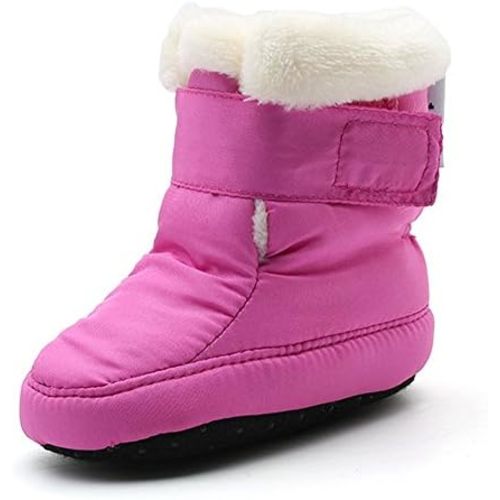 Kuner Newborn Baby Boys Girls Plush Boots Soft Sole Adjustable Winter Warm Snow Boots Crib Shoes for 3-18 Months