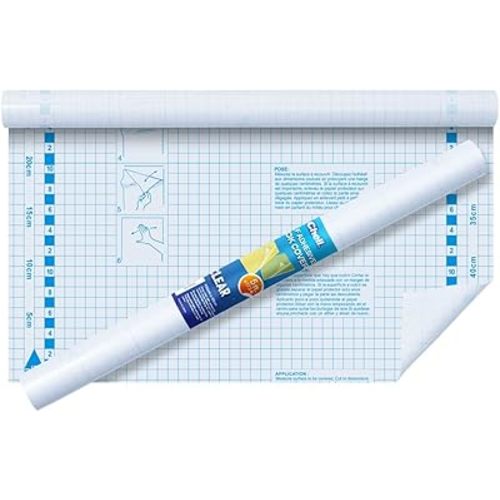 Chell Clear Contact Paper Roll for Books, 17.5 in x 5 ft Clear Self Adhesive Book Cover Paper Protector