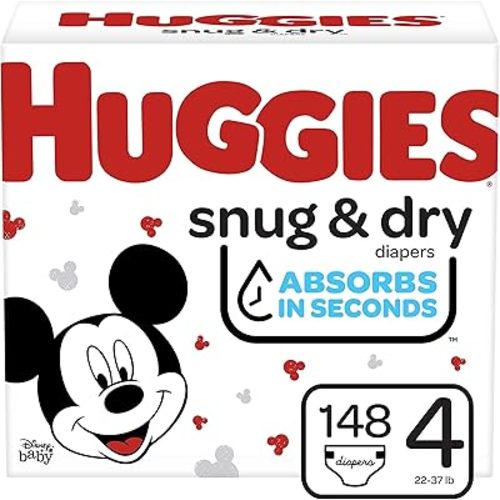 Huggies Snug & Dry Baby Diapers, Size 4, 148 Ct