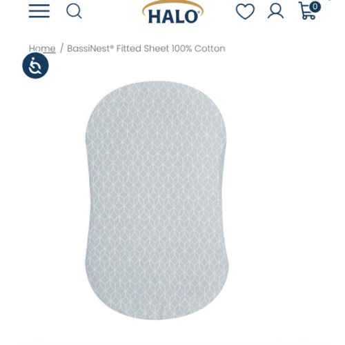 HALO - BassiNest Fitted Sheet 100% Cotton | Morning Mist - Gray