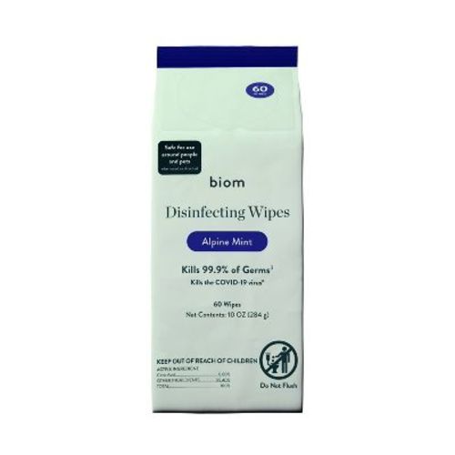Biom Plastic Free Plant Based Disinfecting Wipes - Alpine Mint - 60ct