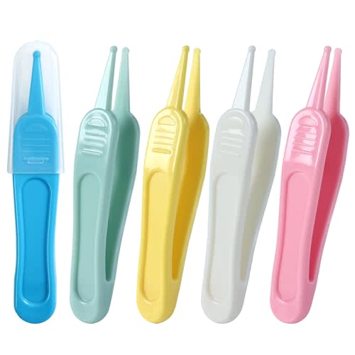 5Pcs Nose Cleaning Tweezers, 5 Colors Baby Nose Picker, Effective Booger Remover Tool, Navel & Ear Cleaner Clip for Baby's Care