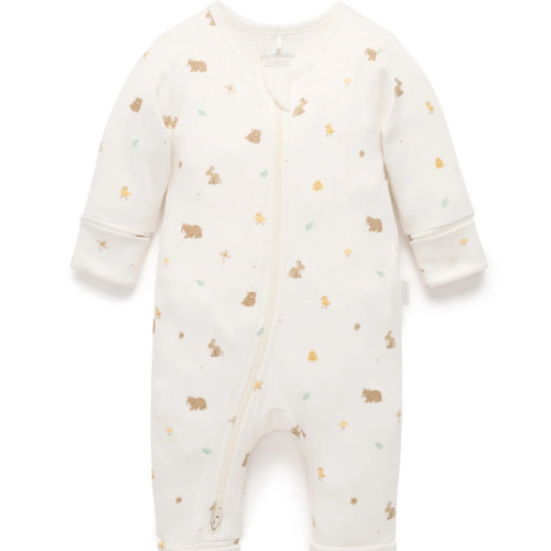 Little Forest Zip Growsuit - Pure baby