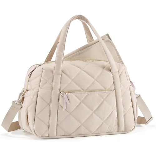 mommore Diaper Bag Tote Large Expandable Baby Travel Tote for 2 Kids Twins, Quilted Hospital Bag for Mom, Weekender