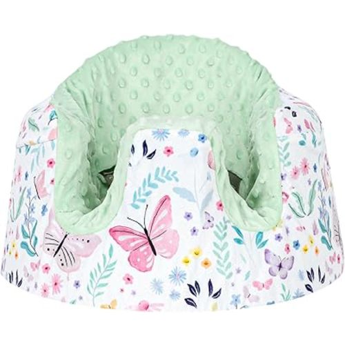Baby Seat Cover Compatible with Bumbo Seat, Soft Comfortable Minky Seat Cover for Baby Girl, Breathable Removable Cover for Baby Seat, Machine Washable, Butterfly