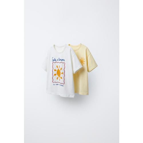 TWO-PACK OF PRINTED T-SHIRTS - Yellow | ZARA United States