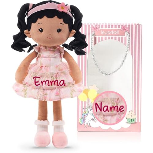LeyaDoll Personalized Soft Baby Doll Toys (16''), My First Baby Rag Doll for 1 Year-Old Girl Birthday Gift, Christmas Plush Toys Gift for Toddler Kids Infants - Princess Petal