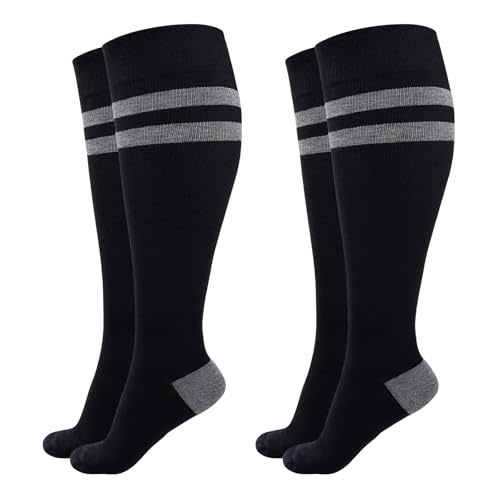 Momcozy Compression Socks for Women Wide Calf, 15-20mmHg Knee High Support Socks for Pregnancy, Nurses, Travel, Flying