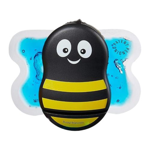 Buzzy - Personal Vibrating Ice Pack - As Seen On Shark Tank - Pain Relief for Shots, IVF, Insulin, Treatments, Vaccines - at Home First Aid - Solution to Reduce Needle Pain & Fear - Striped