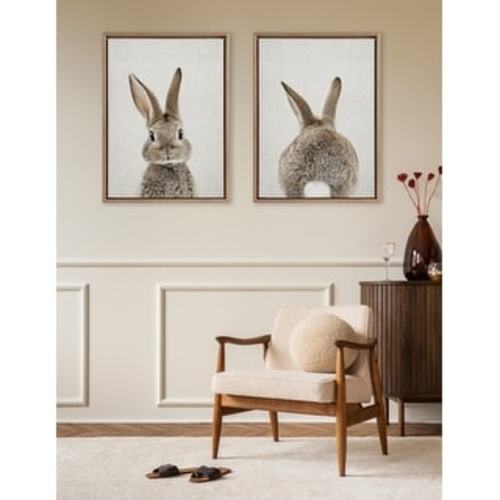 Sylvie Beaded Bunny on Linen Framed Canvas Set by Amy Peterson