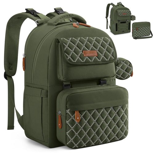 Large Diaper Bag,29L-45L Expandable Diaper Bag Backpack for 2 Kids/Twins Baby Stuff, with Removable Cross Body Bottle Bag for Mom/Dad,Stylish Baby Bag Gift for Boys/Girl-Army Green