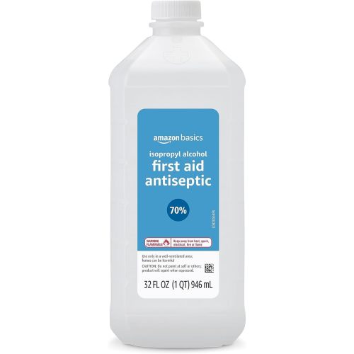 Amazon Basics 70% Isopropyl Alcohol First Aid Antiseptic for Treatment of Minor Cuts and Scrapes, Unscented, 32 Fl Oz (Pack of 1) (Previously Solimo)