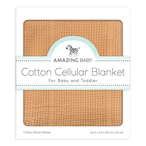 Amazing Baby Cellular Blanket, Premium Cotton Knit, Ultra Soft, Breathable, Cozy Gift for Baby Boys and Girls, Favorite Toddler Blanket, 44 x 44 inches (112 x 112 cm), Butterum