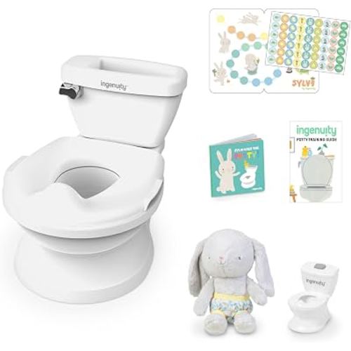 Ingenuity My Size Potty Training Toilet Kit with Sylvi Potty Training Book, Makes Learning Fun with Sticker Chart, Plush Toy, Mini Toy Potty, Full-Sized Toddler Toilet with Removable Potty Seat