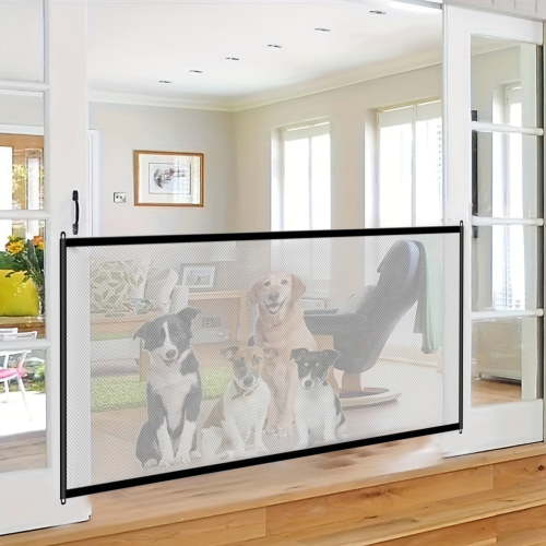 No Drilling Antis Pet Door Fence, Dog Gates for Inside the House, Mesh Baby Gate or Mesh Dog Gate 28"x70", Child Safety Gate for Doorways, Stairs, Hallways, Indoor/Outdoor