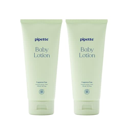 Pipette Baby Lotion, Fragrance Free, Hydration & Natural Moisture of Baby's Delicate Skin, Made with Ceramides and Renewable Plant-Derived Squalane, 5.7 fl oz (Pack of 2)