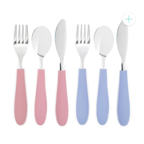 Kids Stainless Steel Spoon + Fork + Knife with Silicone Handle (4 years+) | 6 pieces