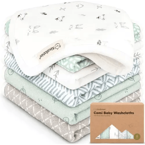 6-Pack Cotton Baby Washcloths for Newborn - Organic Cotton Muslin Soft Wash Cloths for Babies, Infant, Kids, Toddler Towels for Boy, Girl, Super Absorbent Face Cloths, Scratch-Free Baby Rags (Nordic)