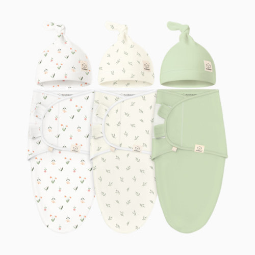 3-Pack Soothe Swaddle Wraps with Knot Hats - Fleur