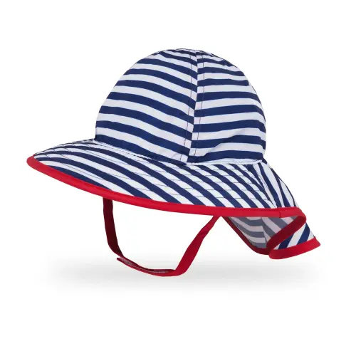 Infant SunSprout Hat, 6-12 months, navy/white stripe