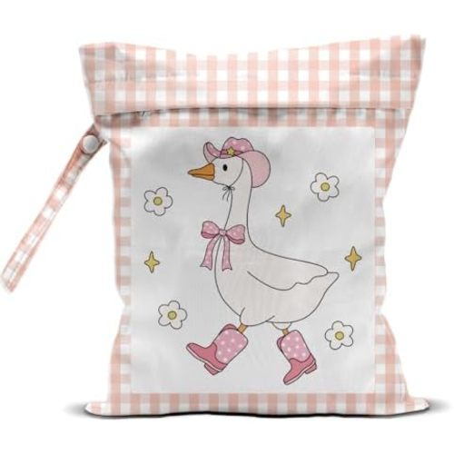 Wet Bag for Baby Swimsuit Kids Wet Dry Bag for Breast Pump Parts Diaper Bag Toiletries Daycare Organizer Beach Vacation Essentials Pink Silly Goose Plaid Travel Laundry Bags