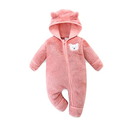 Hikido Baby Fleece Winter Jumpsuit Outfits Cute Cartoon Comfy Snowsuit Fluffy Romper for 0-18M