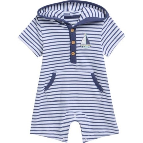 Sailing Stripe Hooded Cotton Romper, 9M