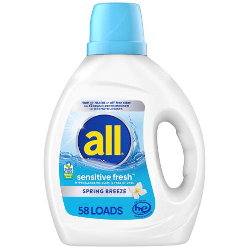 all Sensitive Fresh Liquid Laundry Detergent 73 oz 58 Loads Gentle on Skin Hypoallergenic Spring Breeze