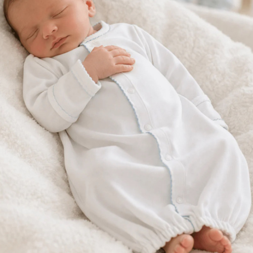 Baby Boy Essentials White Converter with Blue Trim - Pima Cotton – Magnolia Baby