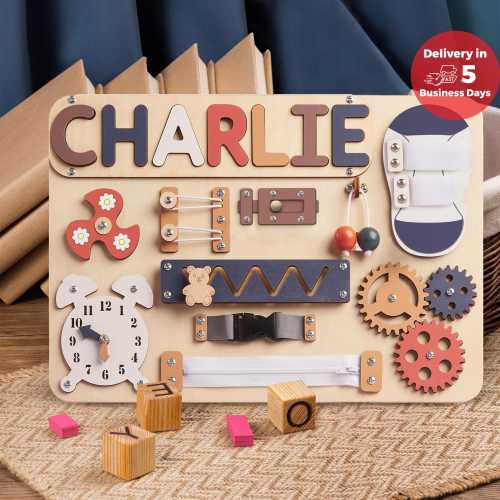 Montessori Toys, Personalized Baby Busy Board, Custom Name Puzzle, Gift for Boy or Girl, First Birthday Gift, Baby Shower, Gifts For Kids