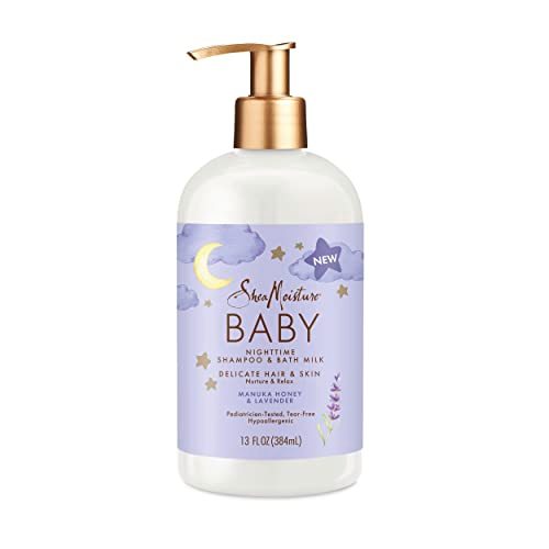 SheaMoisture Baby Shampoo & Bath Milk Manuka Honey & Lavender for Delicate Hair and Skin Nighttime Skin and Hair Care Regimen 13 oz