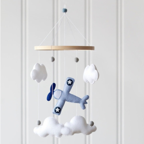 Handstitched Airplane & Clouds Mobile