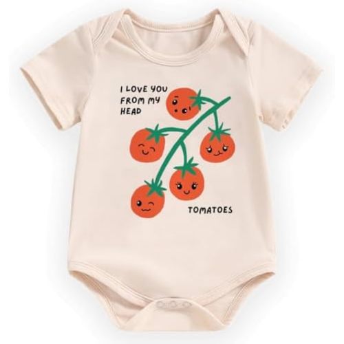 hrcfbk Infant Baby Boys Girls Bodysuit Newborn Short Sleeve Funny Letters Print Romper Reveal Pregnancy Announcement Clothes