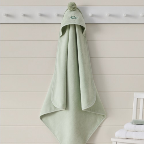 Super Soft Pom Pom Baby Hooded Towel | Pottery Barn Kids