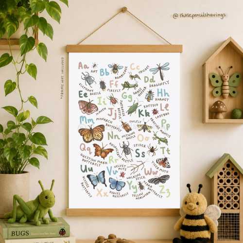 Insect Alphabet Print: Bug-Themed Nursery Wall Art