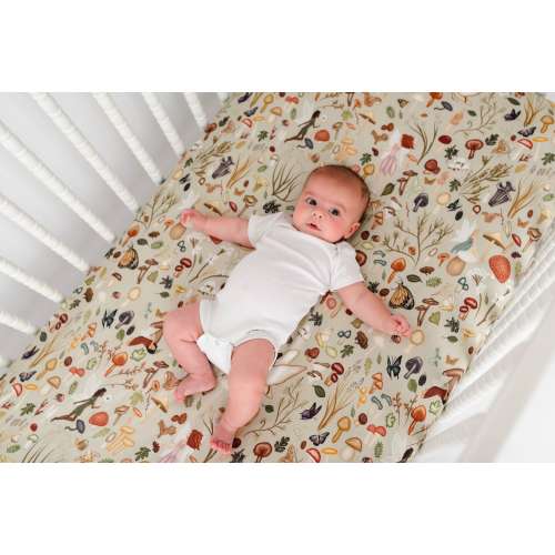 WOODLAND Bamboo Crib Sheet, Super Soft Bamboo Crib Sheet, Fairy Crib Sheet, Mushroom Crib Sheet, Girls Cottagecore Nursery, Woodland Nursery