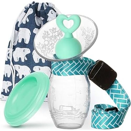 Bumblebee Manual Breast Pump with Breastfeeding Milk Saver Stopper& Lid in Gift Box Food Grade Silicone BPA PVC and Phthalate Free 3.04oz/90ml