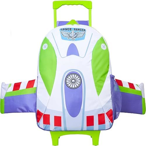Disney Toy Story 2-in-1 Buzz Lightyear Carry On Luggage 18” Rolling Kids Mini Suitcase with Wheels & Handle 16L, Lightweight Travel Bag Gifts for Kids