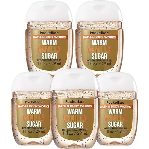 Bath and Body Works Pocketbac Hand Sanitizers Warm Vanilla Sugar 5 Pack bundle. 1 Oz