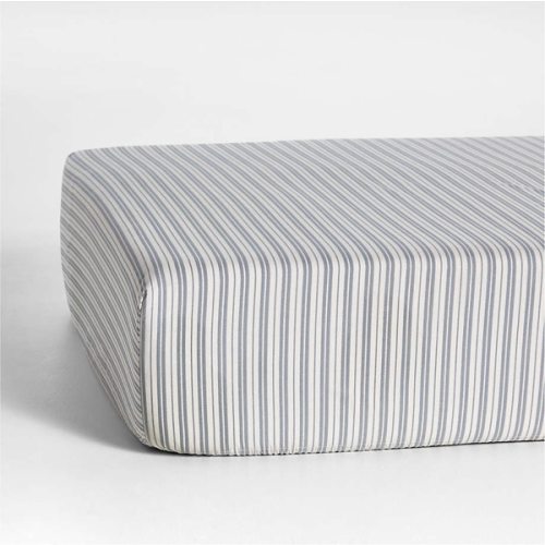 Frenchie Cloudy Blue 100% Organic Cotton Baby Crib Fitted Sheet by Leanne Ford