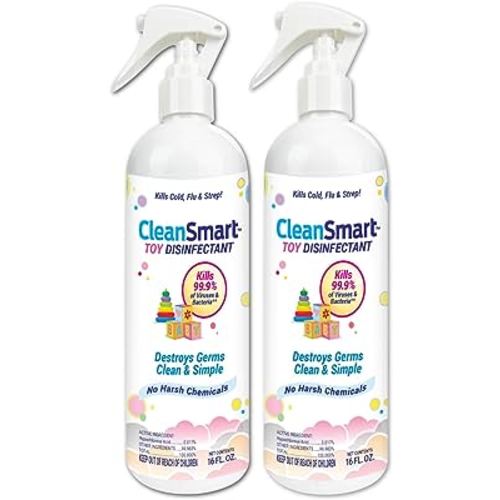 CleanSmart Toy Disinfectant Spray Kills 99.9% of Viruses and Bacteria, Rinse Free, 16 oz Bottle, (Pack of 2)