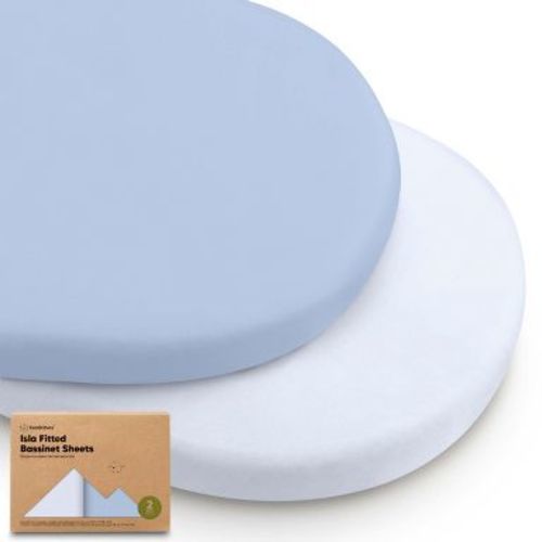 KeaBabies Bassinet Sheet for Baby Girls, Boys, 2-Pack Isla Fitted Bassinet Sheets, Bassinet Mattress Sheets (Blue Flax)