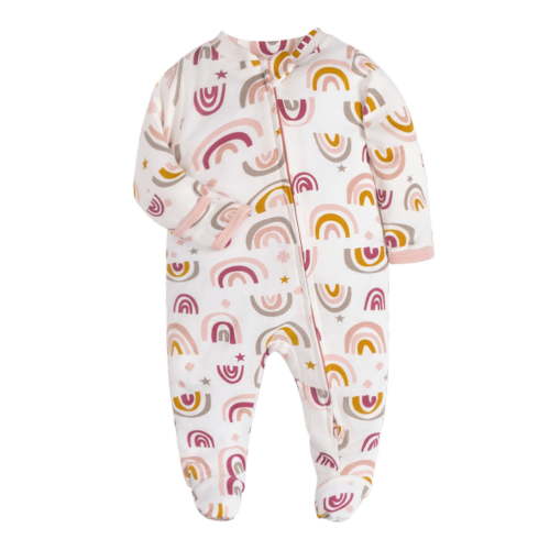Alkepwun Baby Long Sleeve Romper 2 Way Zipper Jumpsuit Infant Baby Girl Clothes Boys Cotton Outfits Newborn Footie Pajamas 0-12M