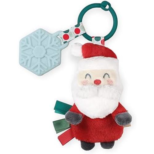 Itzy Ritzy Infant Toy & Teether - Itzy Pal Baby Teething Toy Includes Lovey, Crinkle Sound, Textured Ribbons & Silicone Teether for Newborn (Nick The Santa)