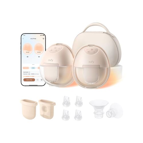 eufy Heated Wearable Breast Pump S1 Pro with Original Diaphragm (2-Pack), Original Duckbill Valvue (4-Pack) and Security Original 15mm Sizing Inserts (2-Pack), Slim Hands-Free Breast Pump