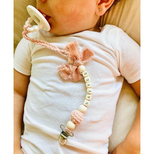 Velvet Bow Pacifier Clip: Personalized Baby Keepsake