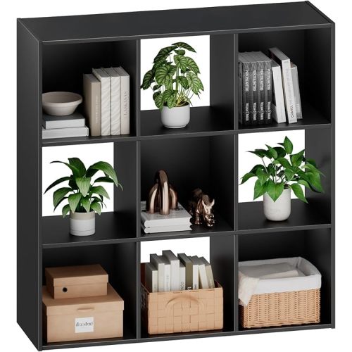 Sweetcrispy 9 Cube Storage Organizer - Open Cube Bookshelf with 5 Removable Back Panels, Display Storage Bookcase for Living Room, Bedroom, Entrance Hall, Home Office，36" L×11.6" W×36" H, White
