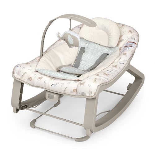 Ingenuity Keep Cozy 3-in-1 Vibrating Bouncer Rocker, Green | Seat & Infant to Toddler Rocker, Vibrations & Toy Bar, 0-30 Months, Up to 40 lbs